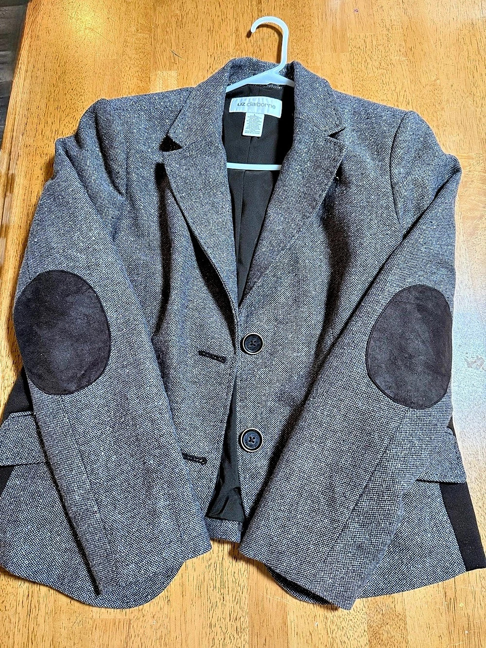 Liz Claiborne Tweed Blazer in Gray & Black Size Large Like New